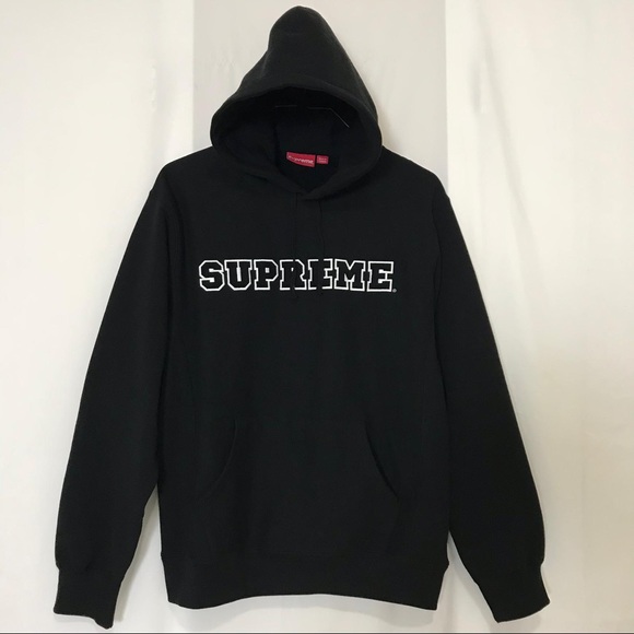 supreme sleeve embroidery hooded sweatshirt